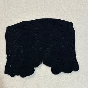 Black Lace Crochet Women's Crop Top